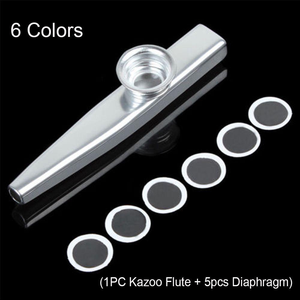 Party Gift Aluminum Silver Harmonica Metal Kazoo Flute 5 Pcs Diaphragm