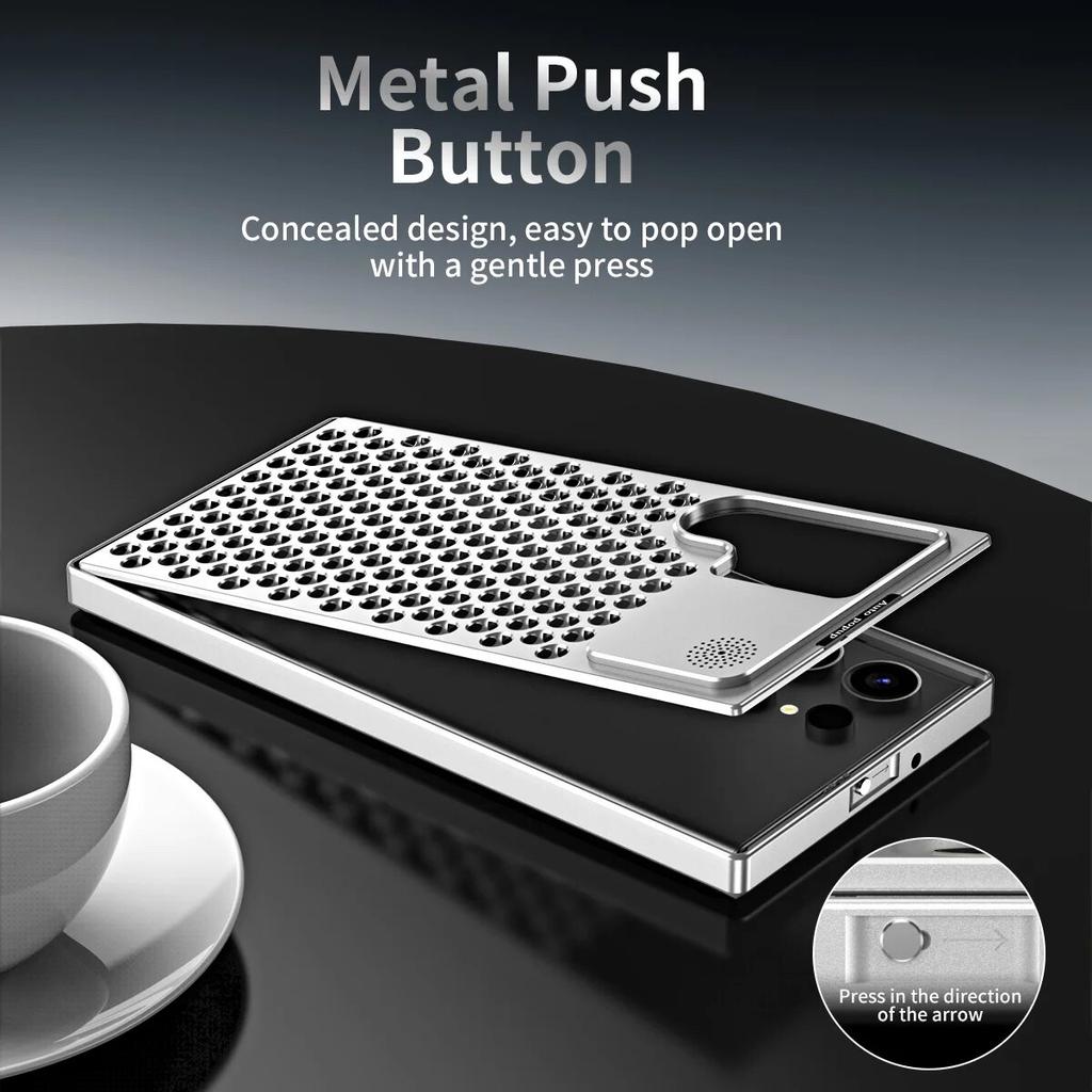 Luxury Metal Cooling Aluminum Phone Case For Samsung Galaxy S23ultra S22ultra/iphone 15 14 13 12 Pro Max Aroma Diffuser Heat Dissipation Cover