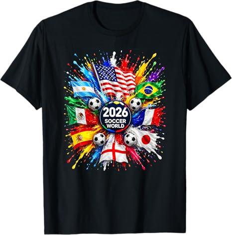 2026 Футбол Фан Футболка Мужская США Канада Мексика Графическая Футболка День Игры Стадион Вечеринка Футболка Подарок Футбол Спорт Все Флаги Одежда Топ