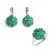 Romantic Spring Green Natural Agate Gemstone Ring Earring Set Trend Light Luxury Fine Jewelry for Women and Girls