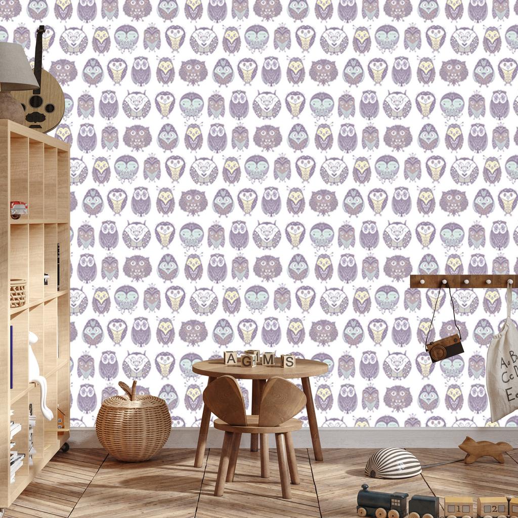 Pastel Little Owls Wallpaper for Living Room and Bedroom 50x1000