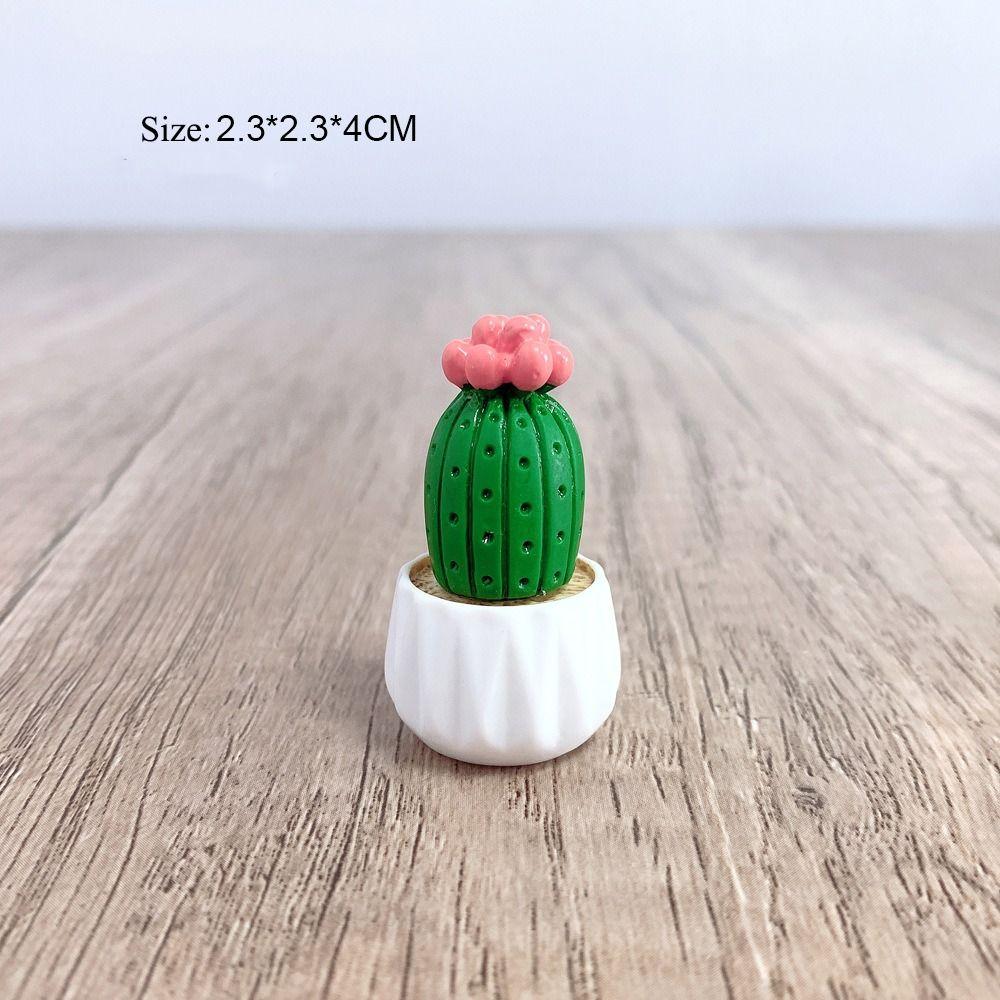 Mini Cute Succulent Plant Pots Resin Dollhouse Miniature Succulent Potted Cactus Car Ornament