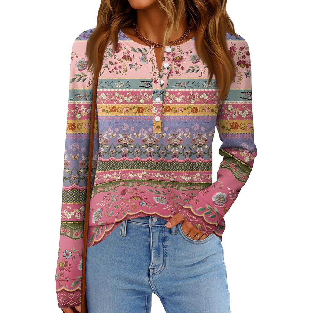 Women's Fashion  Loose Long Sleeve Round Neck Casual Top