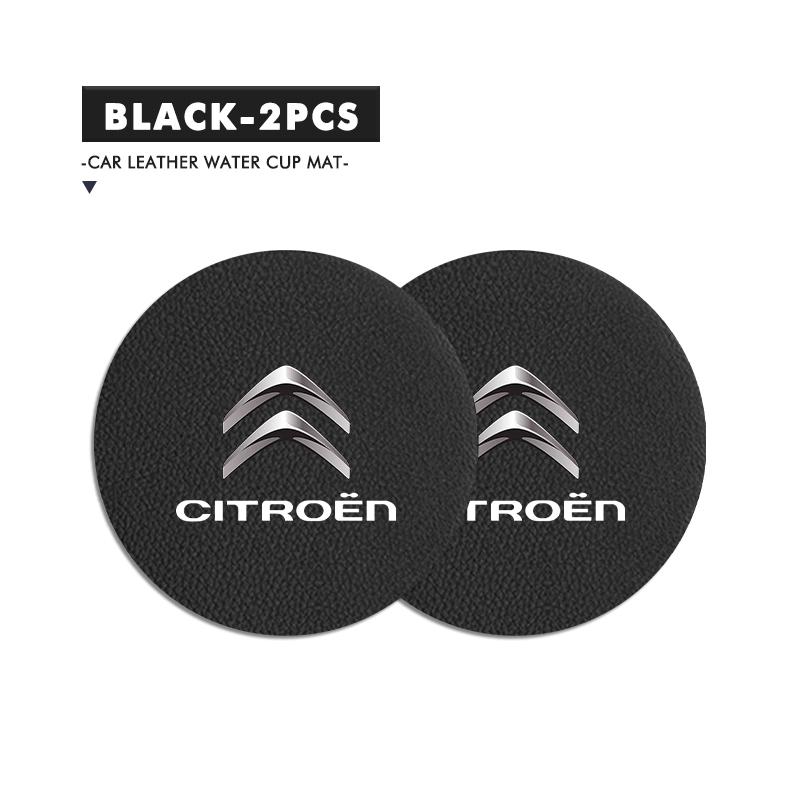 EMHV7 2Pcs Leather Anti-Slip Suede Car Water Cup Holder Accessories For Citroen Jumper Celysee Cactus Picasso Aircross Saxo Grand