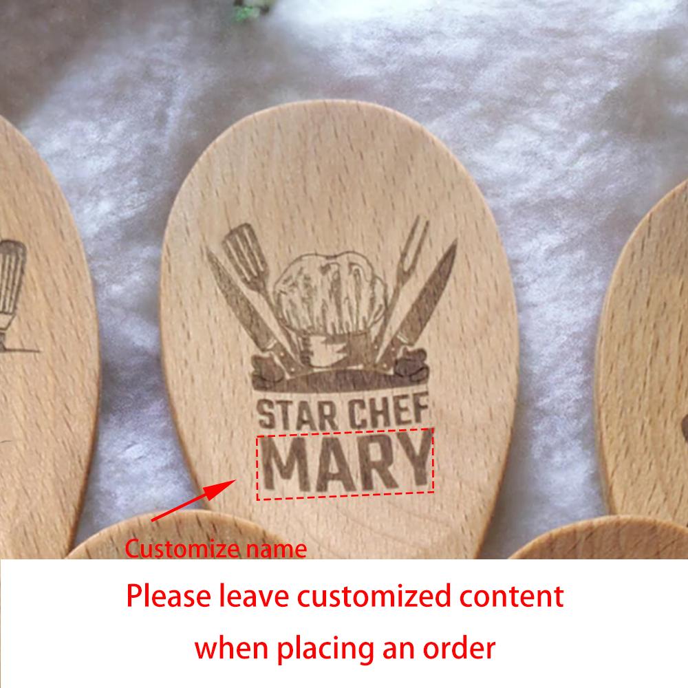Custom Engraved Wooden Spoon Baking Cooking Supplies Kitchen Mixing Spoon Birthday Housewarming Kitchen Decor Mom Chefs Gift