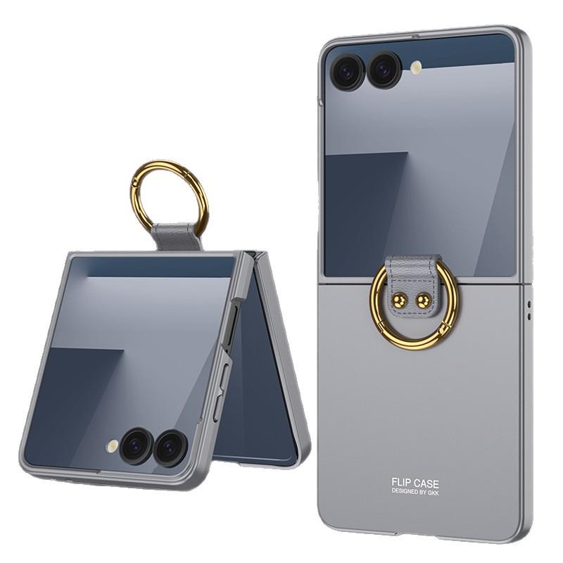 Чехол для Samsung Galaxy Z Flip7: Однотонный, Большое окно, Кольцо-застежка, Защитный складной экран для мужчин и женщин.