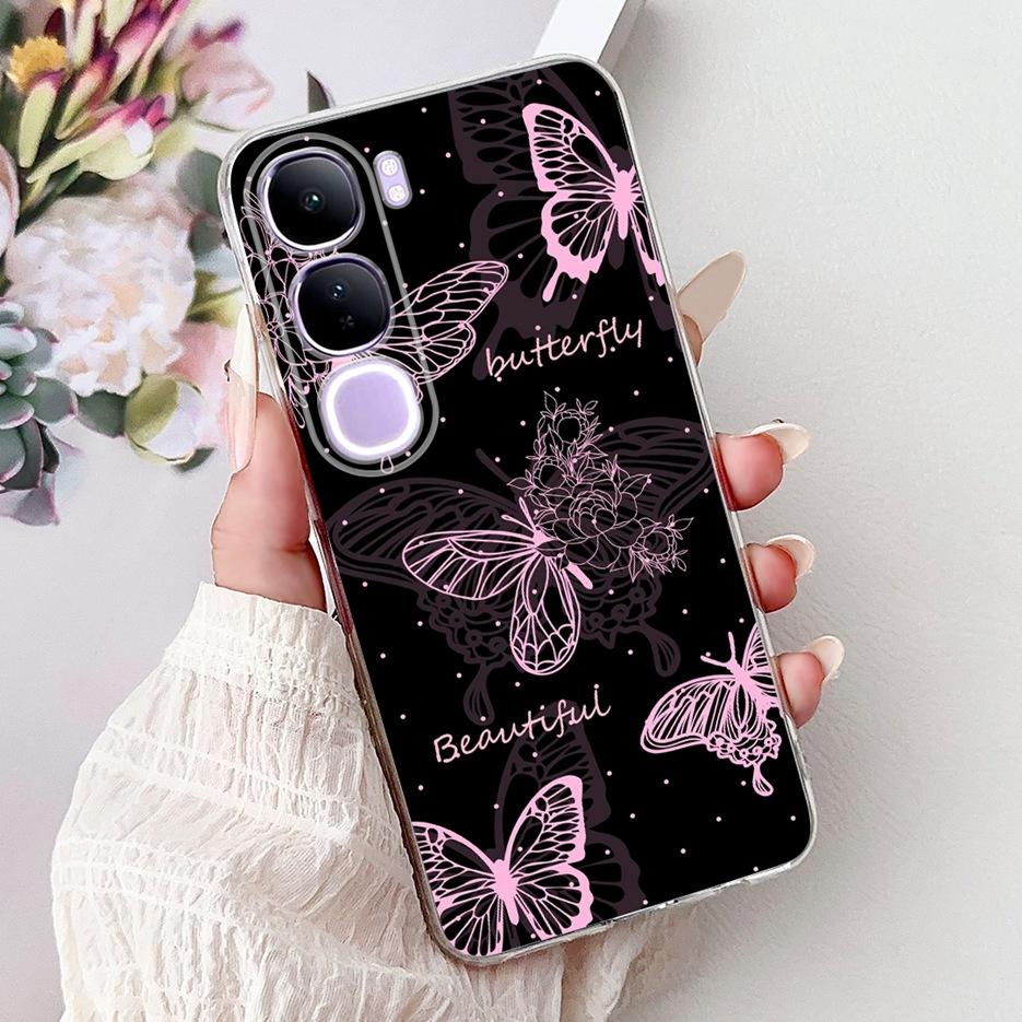 For Vivo Y200 5G Case Vivo V40 Lite Beautiful Butterfly Painted Cover Soft Slim Phone Case For Vivo Y300 Y 200 V40Lite 5G Bumper
