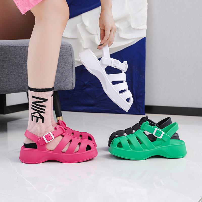 Женские модные универсальные пляжные сандалии на платформе с нескользящей подошвой