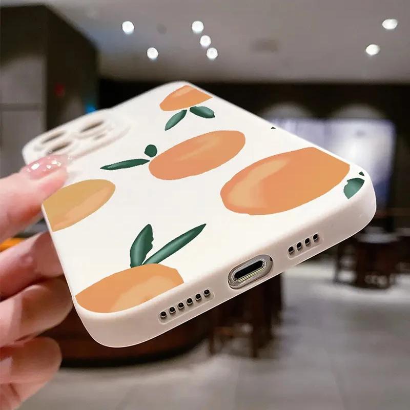 Яркий оранжевый чехол с рисунком фруктов для iPhone 11 12 13 14 15 Pro Max XS XR X 7 8 Plus SE 2020, противоударный мягкий силиконовый чехол из ТПУ