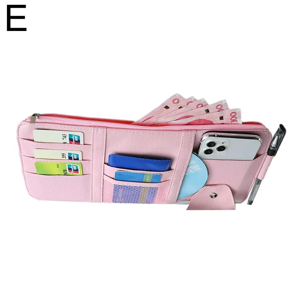 Автомобильный многофункциональный солнцезащитный козырек, зажим для хранения, зажим для автомобильных карт, сумка для очков, козырек для карт, съемный квитанционный чек T2Y6