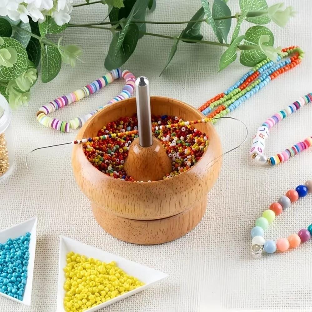 Solid Wood Electric Spinning Bead Bowl Easy Rotation Bead Loader Spinner Jewelry Making