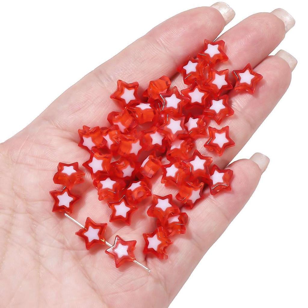 Бусины для браслетов ручной работы Акриловые двухцветные бусины Пентаграмма Бусины россыпью Бусины ручной работы Ожерелье из бисера своими руками Ювелирные изделия Аксессуары