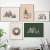 Vintage Antique Christmas Wreath Pine Tree Forest Winter Sketch Poster Canvas Painting Wall Art Pictures Home Interior Decor