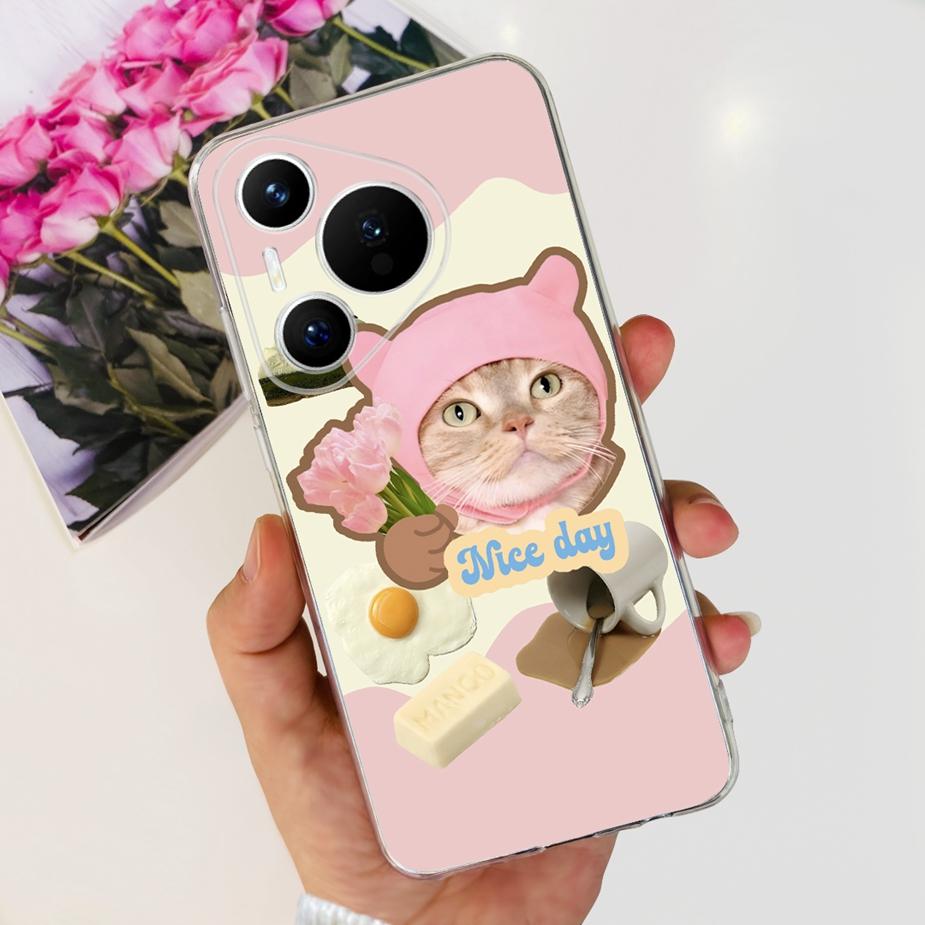 Чехол для Huawei Pura 70 Милый мультяшный расписной чехол Прозрачный силиконовый чехол для телефона Для Huawei Pura 70 Pro Plus Pura70 Pro + Мягкий чехол