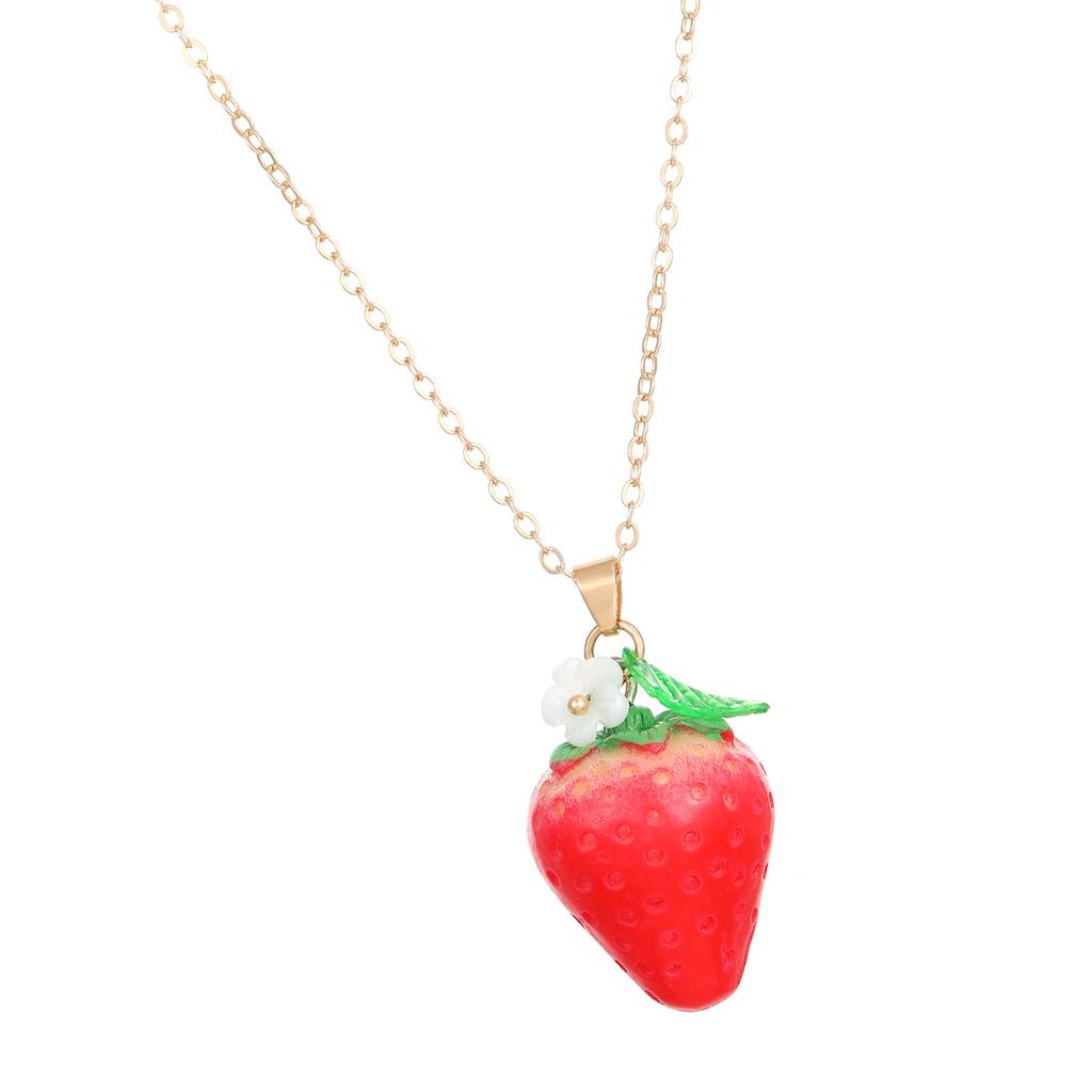 Strawberry/Peach Pendant Necklace Fruit Necklace Alloy Texture Fashion and Trendy Jewelry Suitable for Fashion Lover