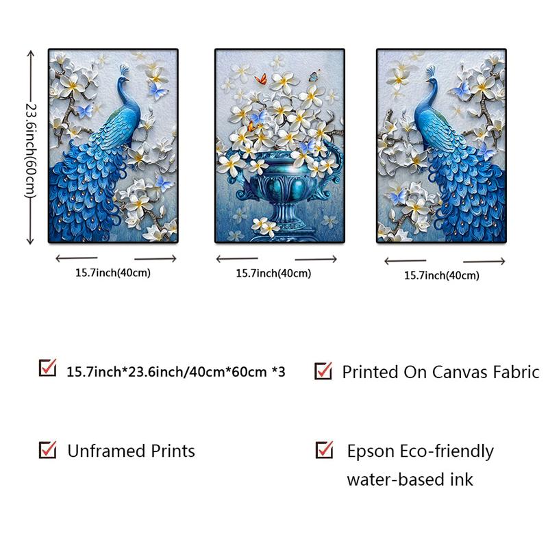 3 шт./компл. картины на холсте с павлином, настенные художественные картины, принт, винтажный декор, настенные украшения для декора гостиной