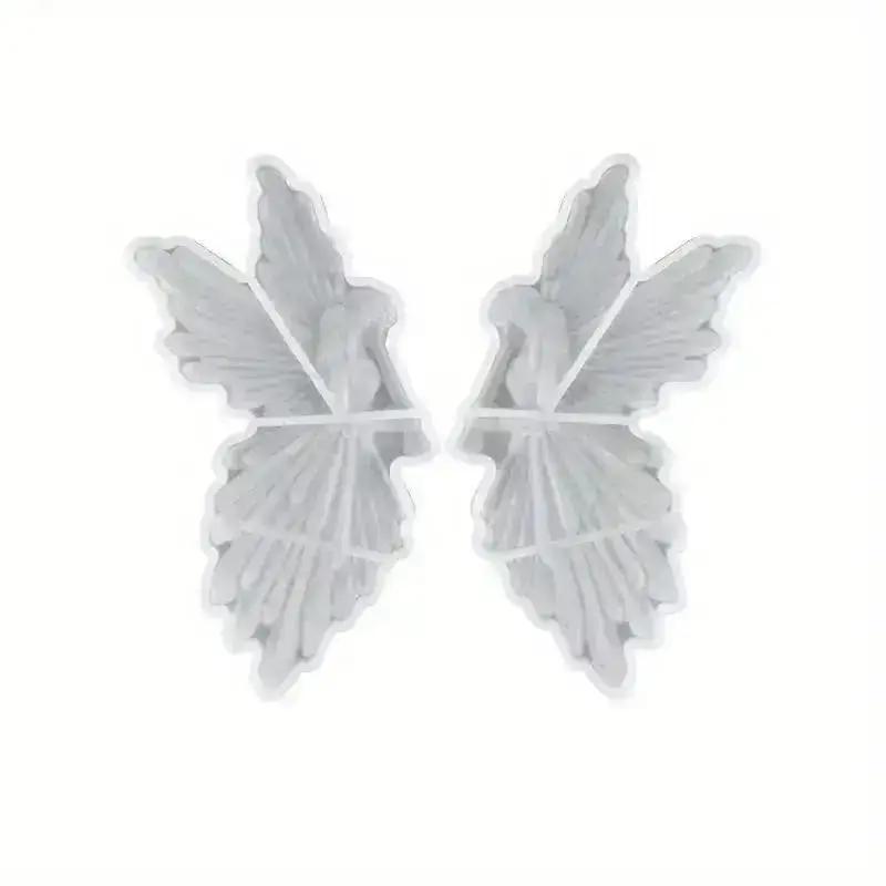 Crystal Drop Glue DIY Angel Mold Handmade Creative Symmetrical Left And Right Blowing Flute Wings Fairy Mirror Silicone Mold