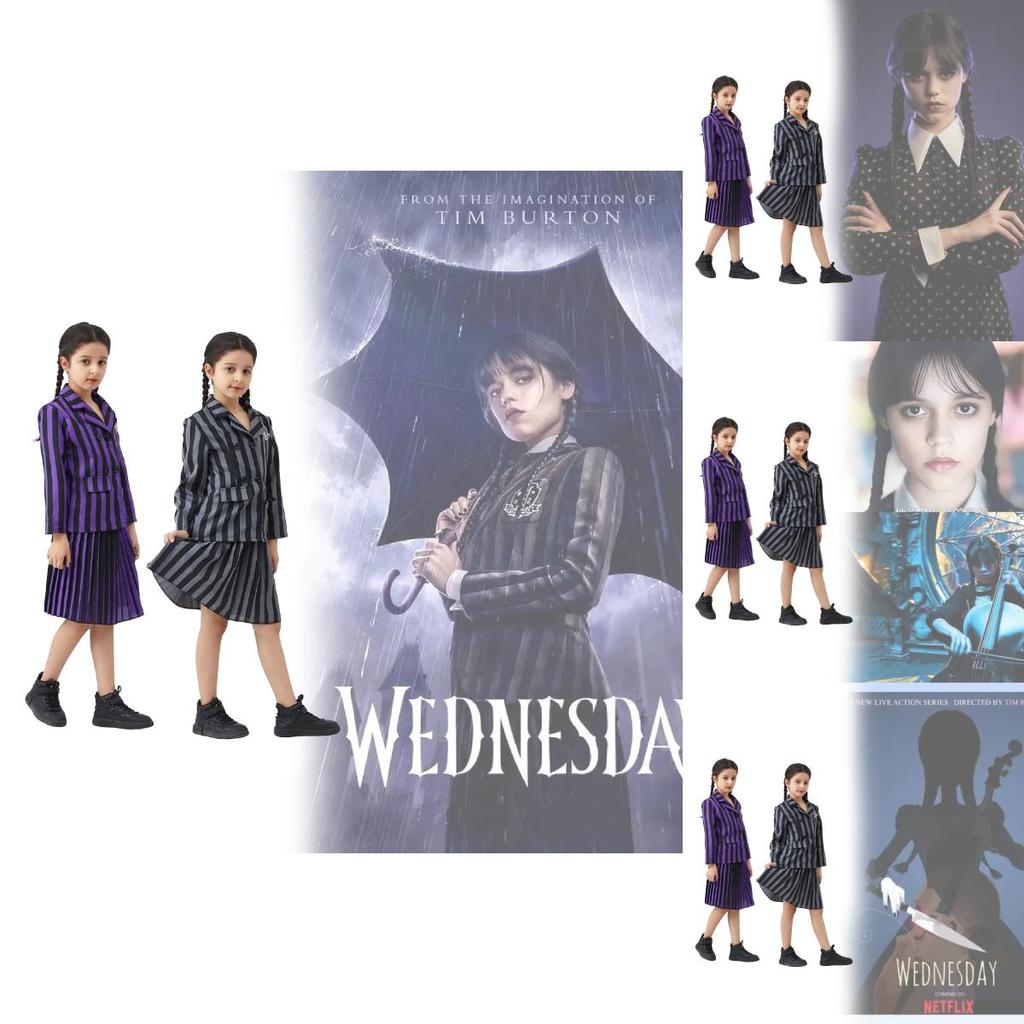 Wednesday Adams Black Dress Cosplay Attire With Comfortable Polyester For Costume Parties