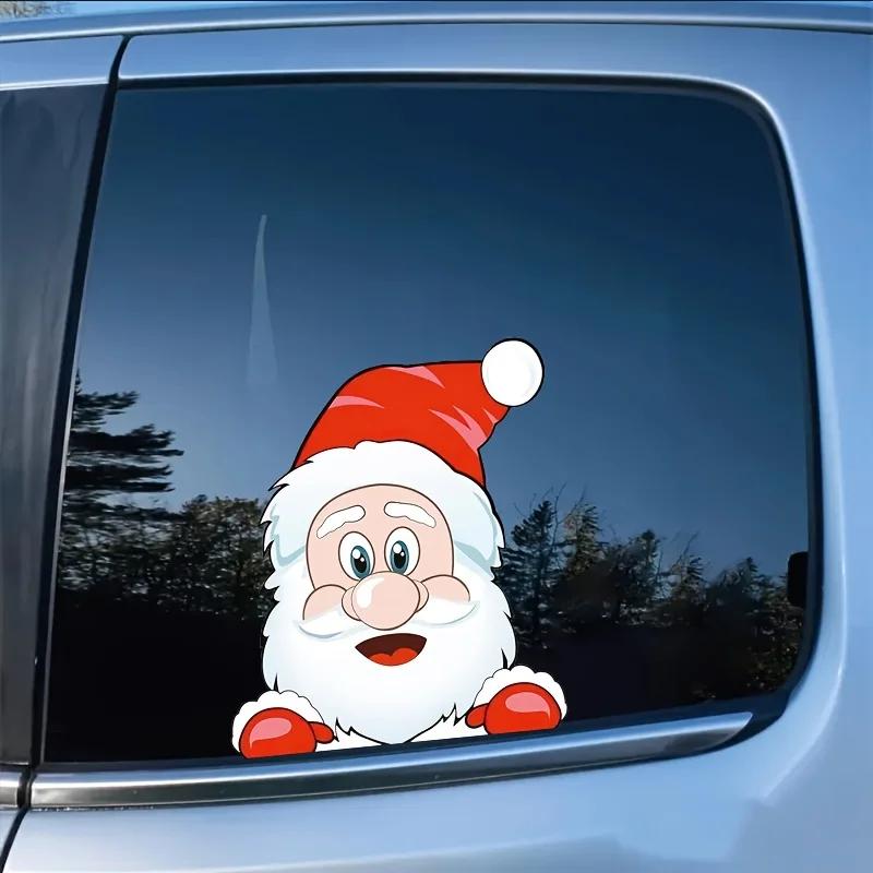 1PC Santa Claus snowman & Reindeer Motorcycle Sticker - Waterproof Anti-Scratch Christmas Vinyl Decal for Car Windows