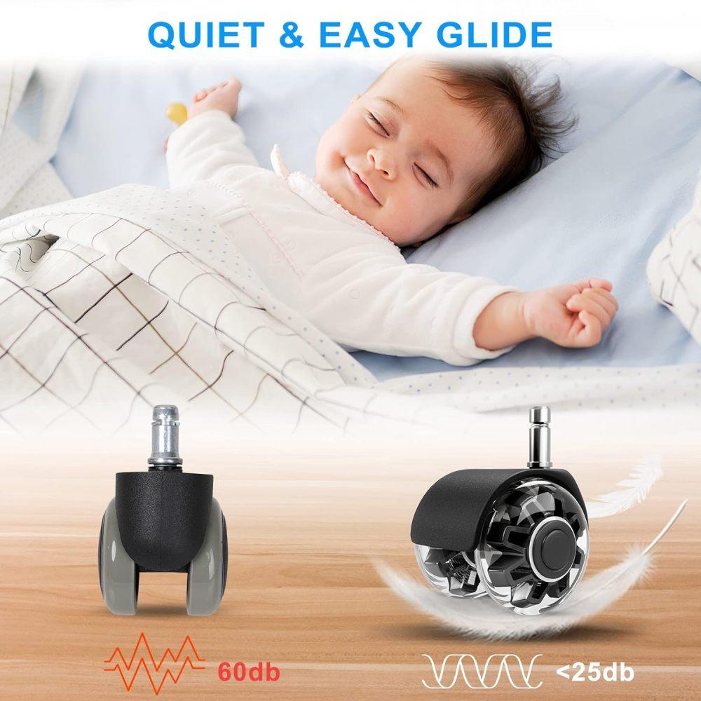 Колесики для офисного стула (Набор из 5),Колеса для стульев повышенной прочности, выдерживают нагрузку 2200 фунтов, бесшумные резиновые ролики для стульев, универсальные, 2 дюйма