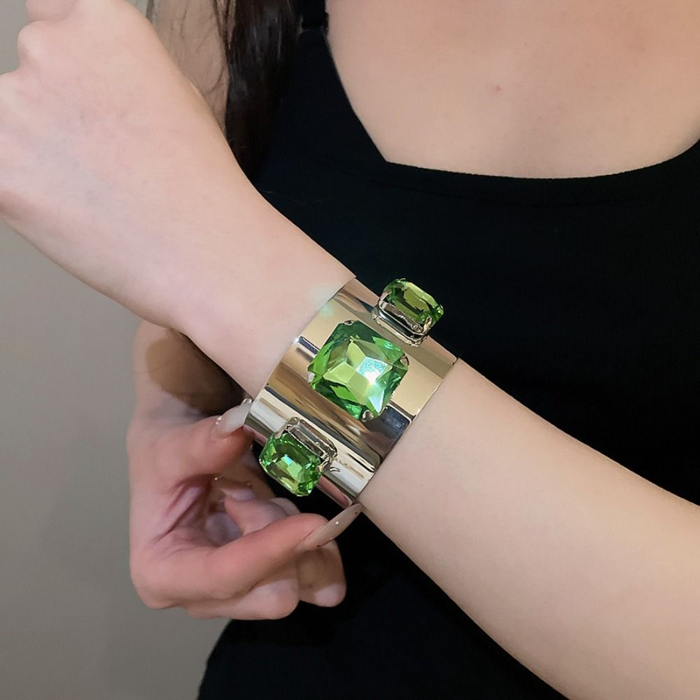 Iron Wide Cuff Bracelet Glossy Metal Open Bangle New Wristband Jewelry Daily Wear