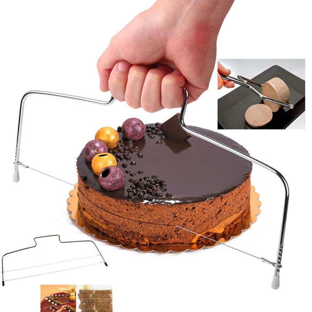 Adjustable Cake Slicer, Stainless Steel Cake Layer Cutter, Wire Cake Cutting Tool for Evenly Slicing Sponge Bread Baking Dessert