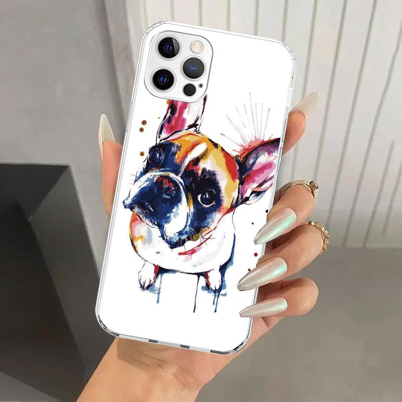 Чехол для телефона с принтом французского бульдога и мопса для Iphone 17 Air 16 15 Plus 14 13 Mini 12 11 Pro Max 16E 7 8 SE 2020 Мягкий чехол-оболочка 1