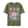 Kawaii Axolotl Eating Ramen Noodles Teens Custom Print T Shirt for Men Family Autumn All Cotton Top T-shirts Hip Hop T Shirt