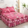 Floral Printed Bedspread Bedskirts Set 3PCS Bed Fitted Sheet With 2 Pillowcases Soft Breathable Bed Mattress Cover Protector Mat