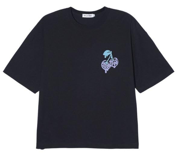 Milkfed Casual Melt Cherry Wide Shorts Tee In Black Women's