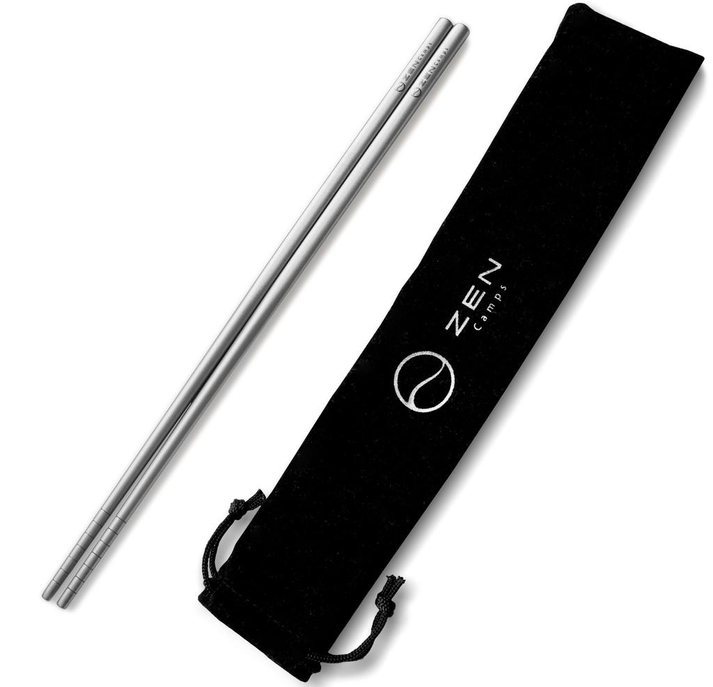 Набор столовых приборов ZEN Camps Titanium, палочки для еды, ложка, вилка, сверхлегкая сумка для хранения для скалолазания и кемпинга, в комплекте (Палочки для еды поштучно)