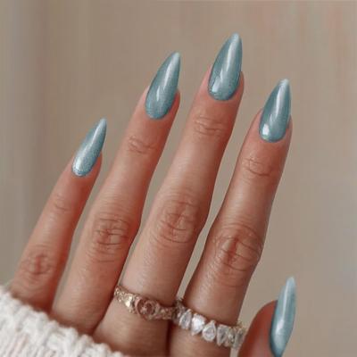 Секретная жизнь Кошачий глаз Многоразовые Искусственные форма шпильки Синевато-серый цвет Легкие и Долговечные | Простые в использовании Накладные ногти Набор из 24 шт. с K