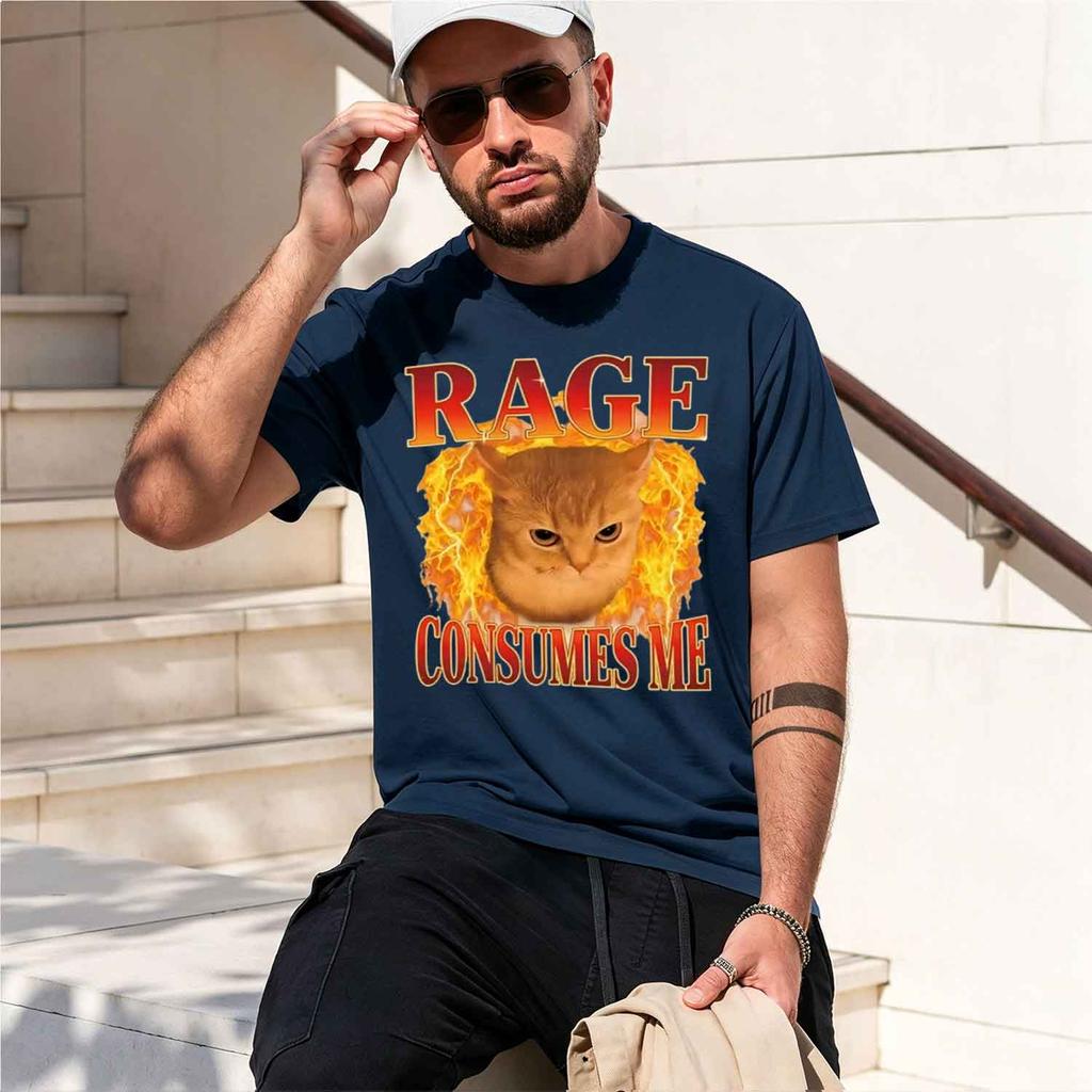 Funny T Shirt Rage Consumes Me Tshirt For Unisexs Unisexs Kitten Graph Tee Casaul Crewne Short Sve 2026 New Model Shortsleeve Crew