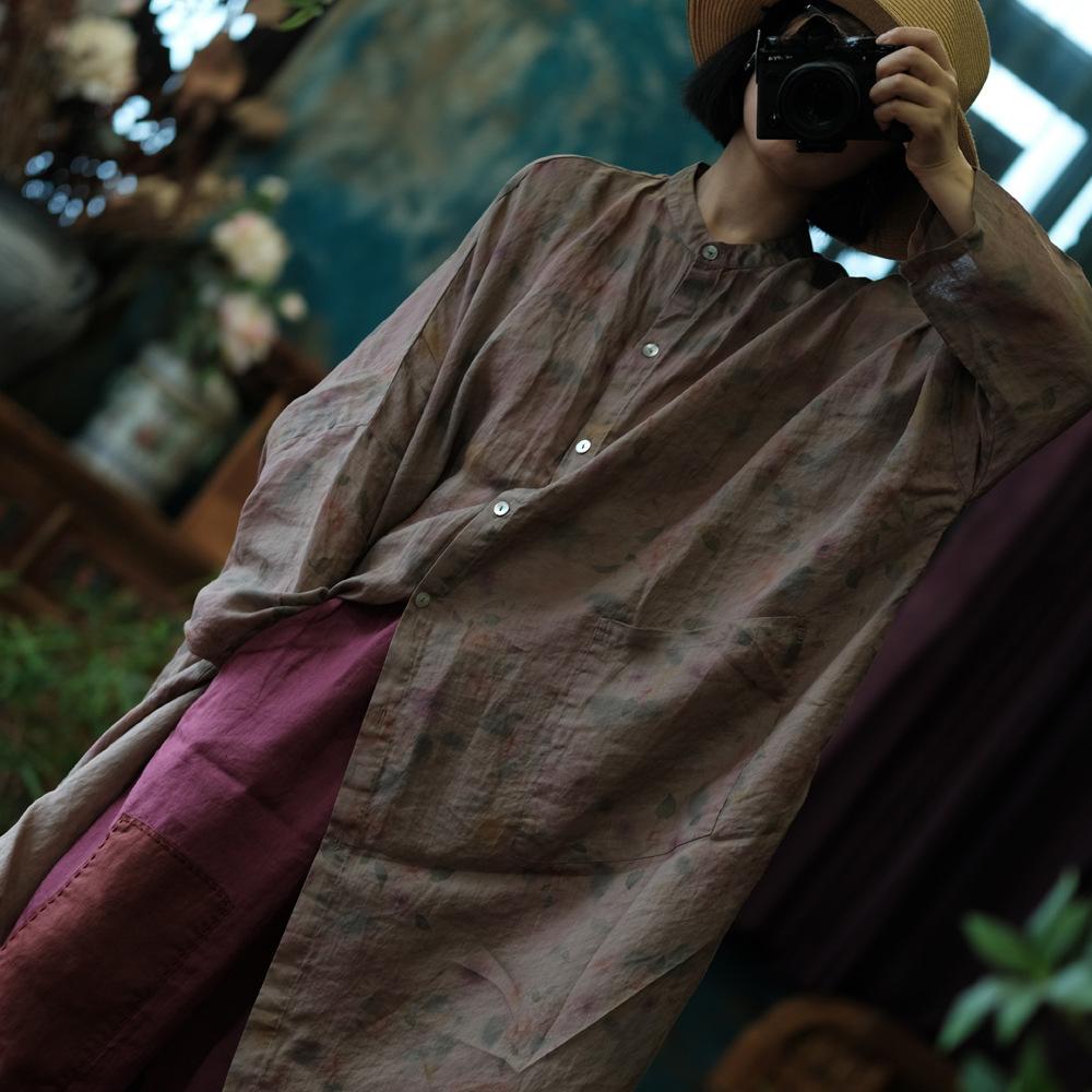 Johnature Women Chinese Style Ramie Print Floral Shirts Autumn Loose Button Blouses Long Sleeve High Quality Vintage Shirts