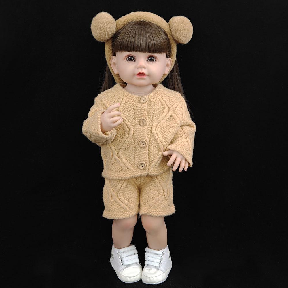 Реалистичная кукла-реборн из мягкого силикона 55 см 22 дюйма с одеждой, магнитной соской, бутылочкой для кормления, набором ручной работы, подарком на день рождения для девочки