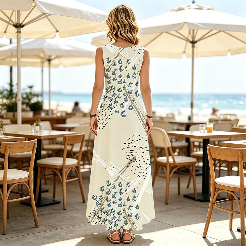 Women's Sleeveless Maxi Tank Dress Lightweight Loose Fit,Minimalist Style,Ideal for Beach Vacation,Daily Casual & Outdoor Travel,Versatile Fashion