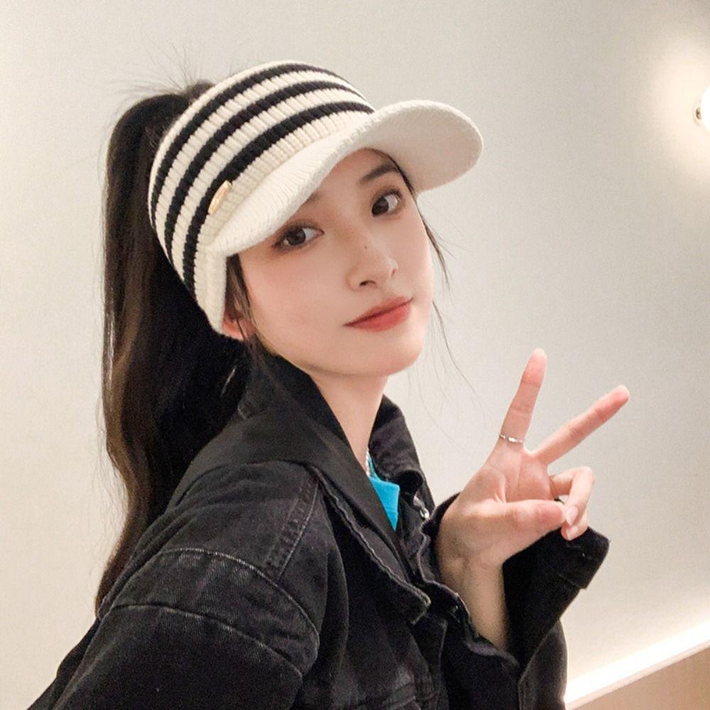 Зимняя шляпа в полоску, модные спортивные шапки на открытом воздухе, новые бейсболки с пустым верхом