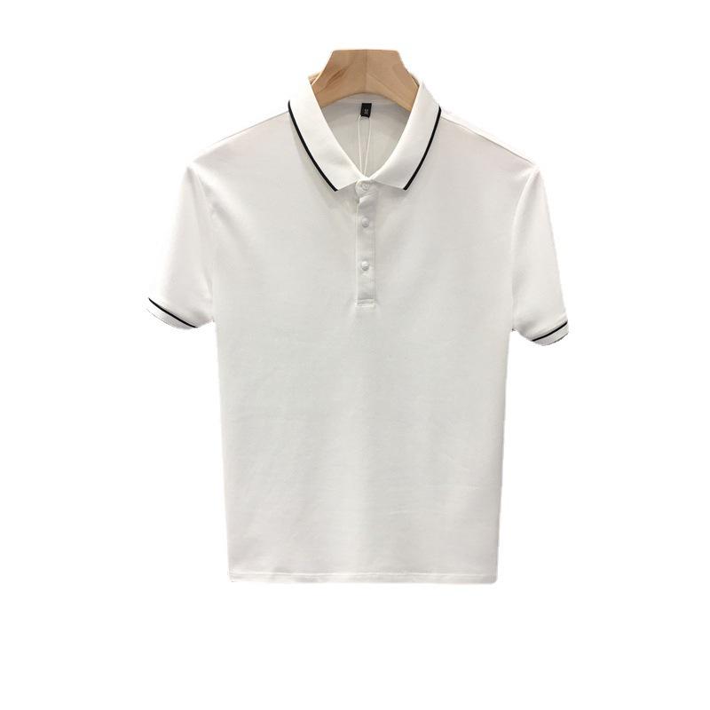 Men's High-End Pearl Ice Silk Polo Shirt, Summer 2023, Short-Sleeved Business Lapel T-Shirt