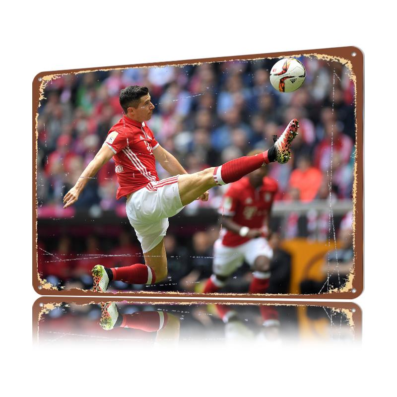 Robert Lewandowski Football Tinplate Poster Custom Wall Art Vintage Metal Signs Retro Tin Plaque for Living Room Decorations