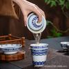 Kung Fu Tea Set Gifts Jingdezhen Blue and White Porcelain Tea Set Underglaze Color Sancai Cover Bowl Teapot Teacup