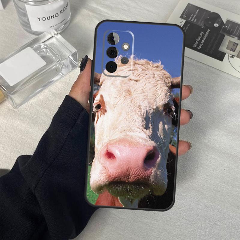 Забавный чехол-лицо коровы для Samsung Galaxy A06 A16 A26 A36 A56 A53 A32 A52 A33 A13 A55 A35 A15 A14 A34 A54 A17