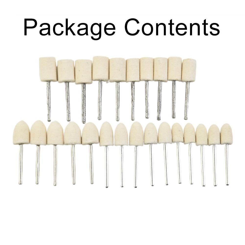 Fixture Felt Buffing Wheels Power Tool 25pcs Parts White Silver Polishing