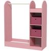 Kids Clothes Rail with Storage Shelf, Boxes, Mirror for Bedroom, Nursery, Pink