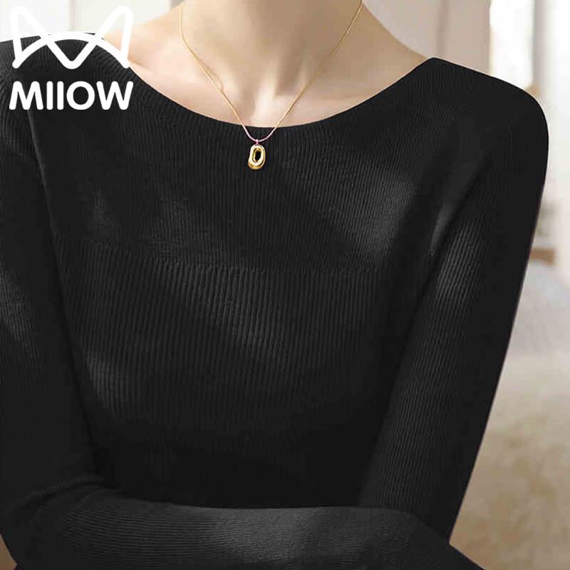 MiiOW Women's Slim Fit Crew Neck Long Sleeve Knitted Pullover