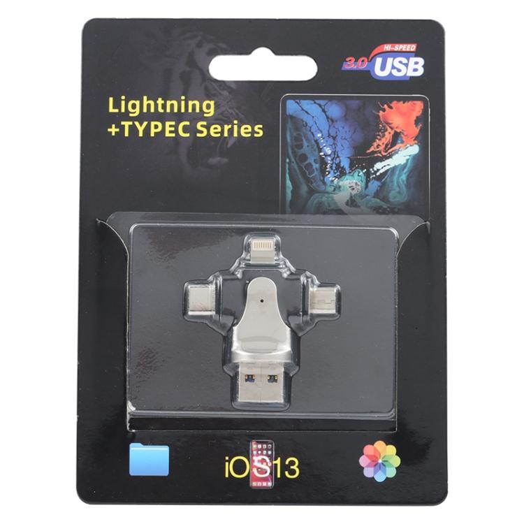 4 в 1 8-контактный + USB-C / Type-C + Micro USB + USB 3.0 Мужской TF-кардридер