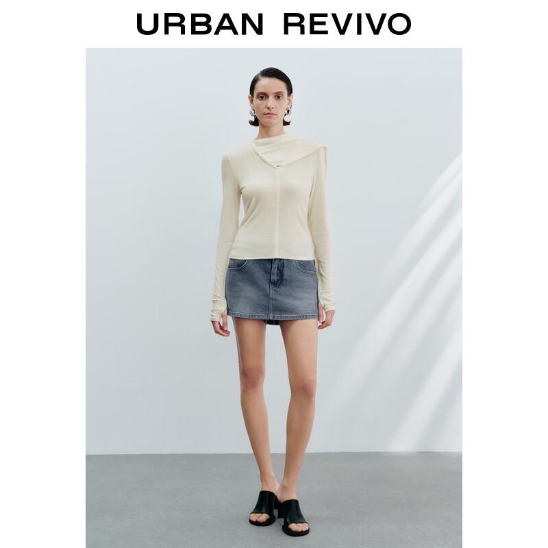 UR 2025 Women's Scarf-Neck Long-Sleeve Crop Top