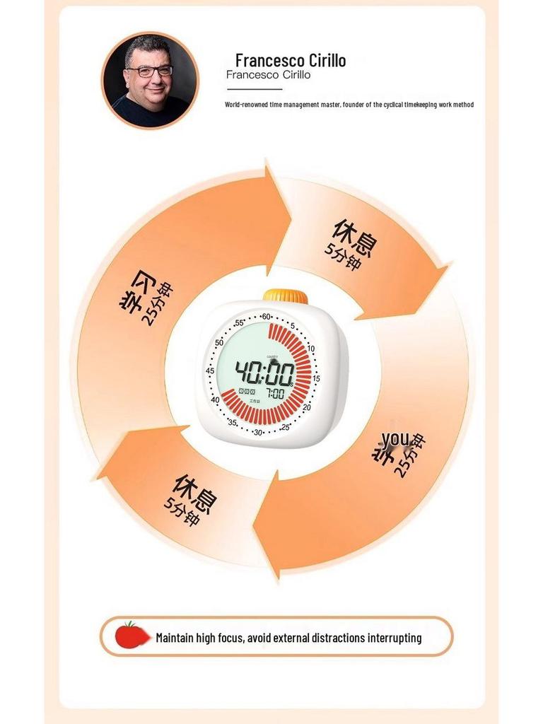 Student Desktop Timer: Children's Visual Alarm Clock for Time Management and Study Countdown