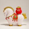 1/4Pcs Cartoon Horse Statue Rotatable Golden Ingot Gourd Money Bag Lucky Pony Figurine Home Office Desktop Feng Shui Decoration Ornament