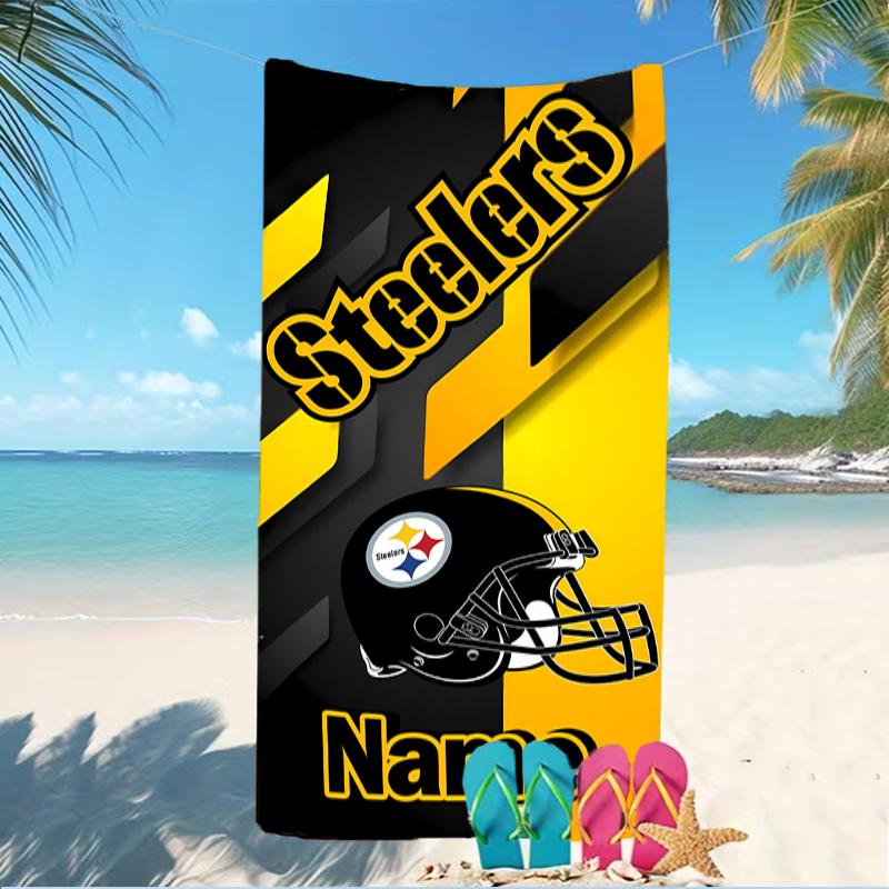 Customizable personalized beach towels Pittsburgh Steelers themed designs.Suitable for the beach, yoga, sports;ideal as beach accessories