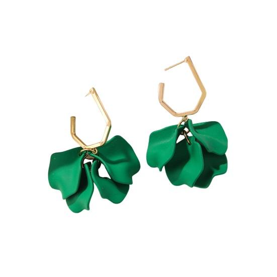 1 пара серег с лепестками роз, висячие длинные стильные серьги-капли, яркие цветные серьги